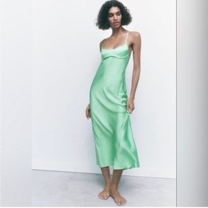 ZARA satin effects midi dress